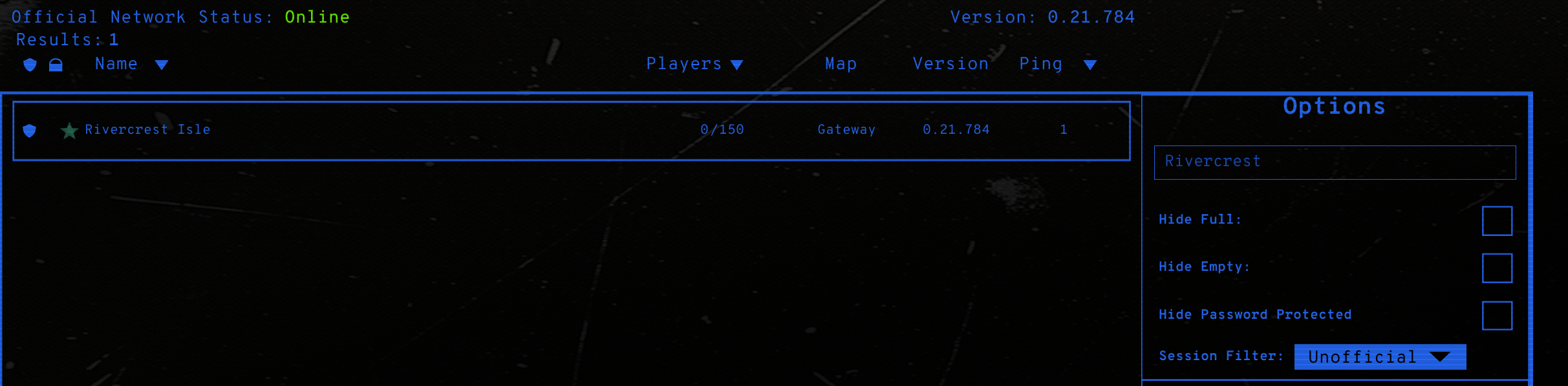 Rivercrest Isle shown in the Evrima unofficial server results